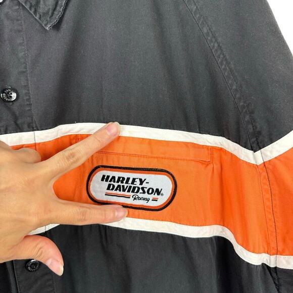 Harley-Davidson Button Up Shirt Mens XXL Motorcycle Racing Embroidered Pocket - Picture 8 of 16
